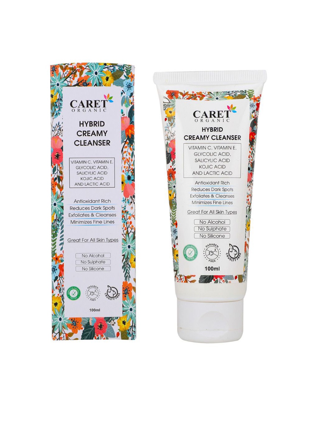 

CARET ORGANIC Hybrid Creamy Cleanser For Tan Removal- 100 ml, White