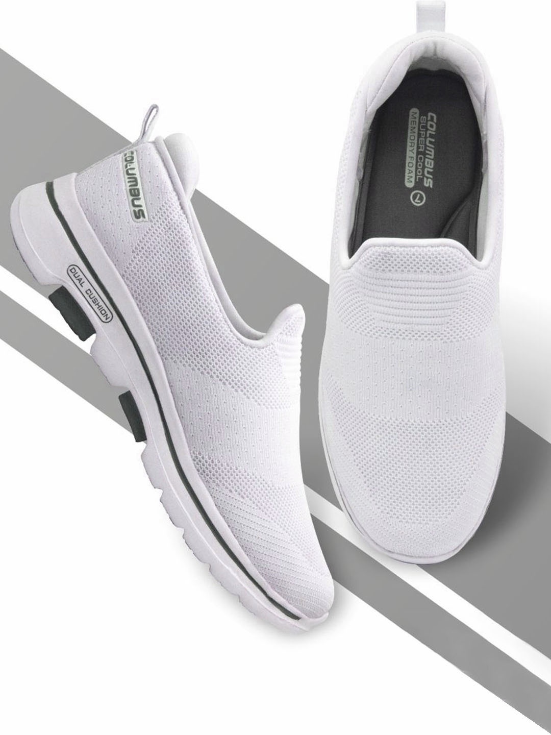 

Columbus Men Woven Design Slip-On Sneakers, White