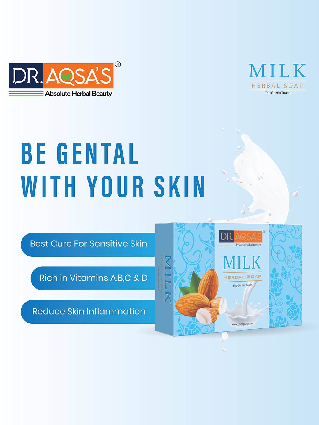 

Dr.Aqsas Milk Herbal Soap - 100 g, White