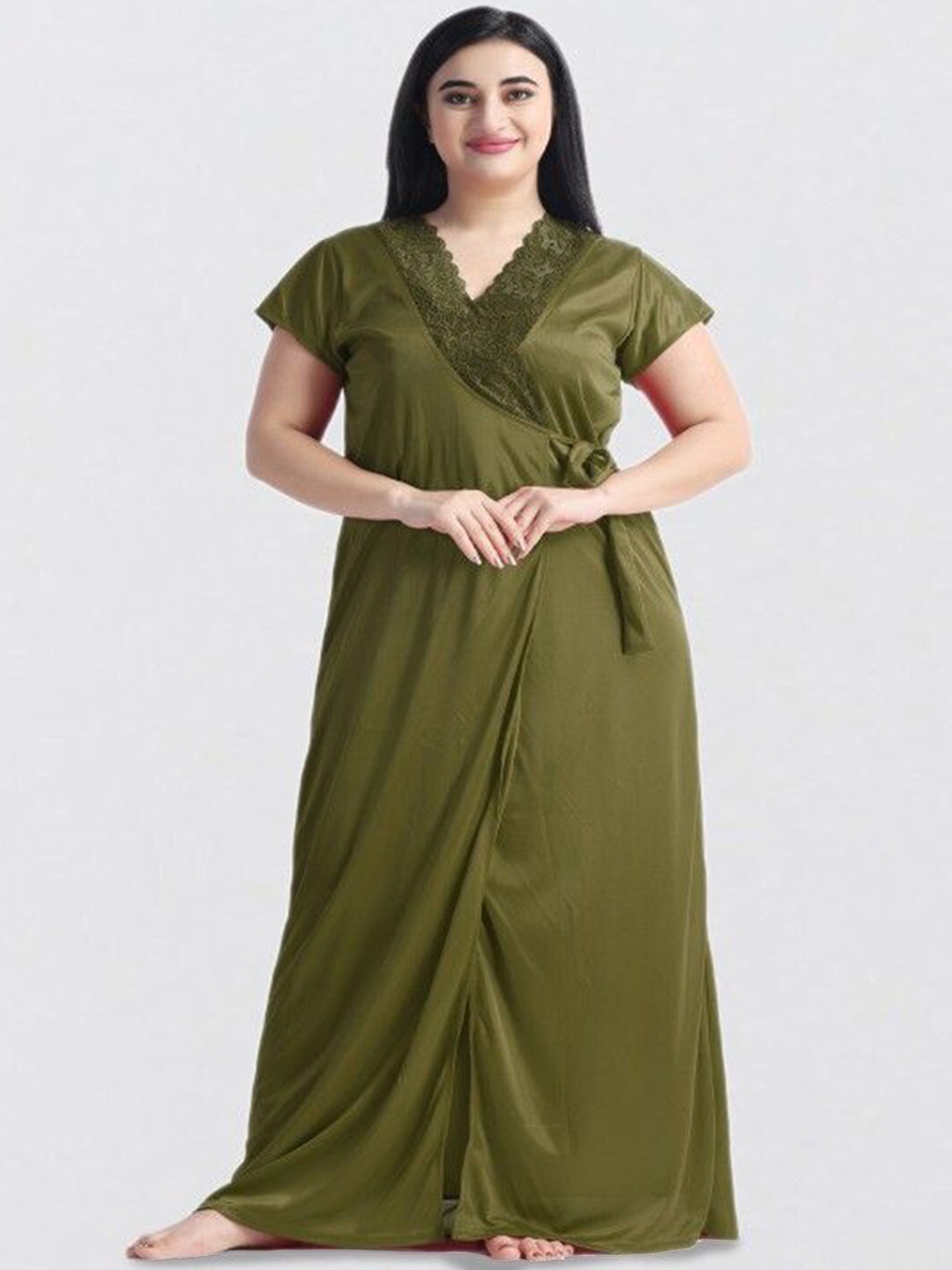 

Softwrap Women Maxi Nightdress With Robe, Green