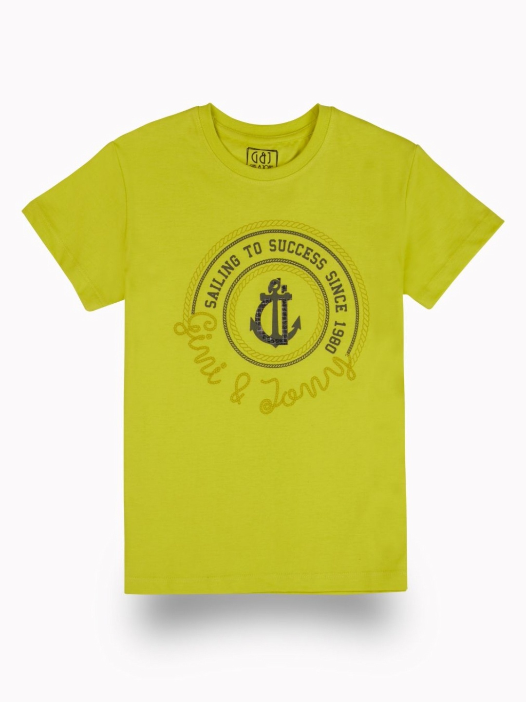 

Gini and Jony Boys Typography Printed Round Neck Cotton T-shirt, Lime green