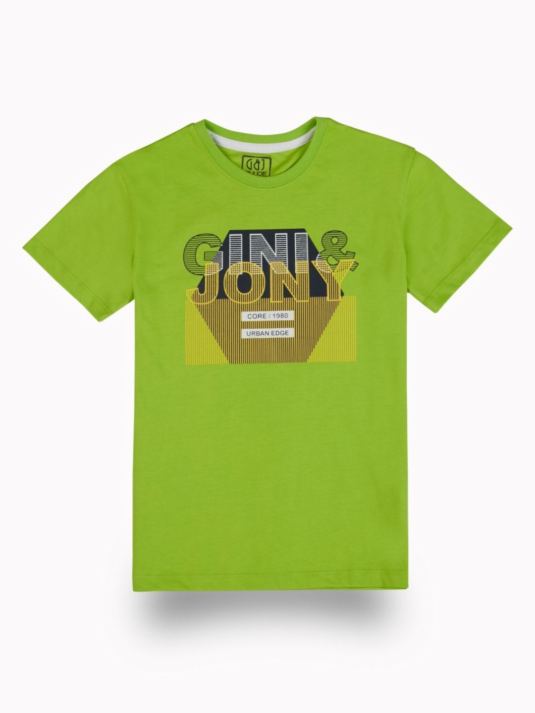 

Gini and Jony Boys Typography Printed Round Neck Cotton T-shirt, Green