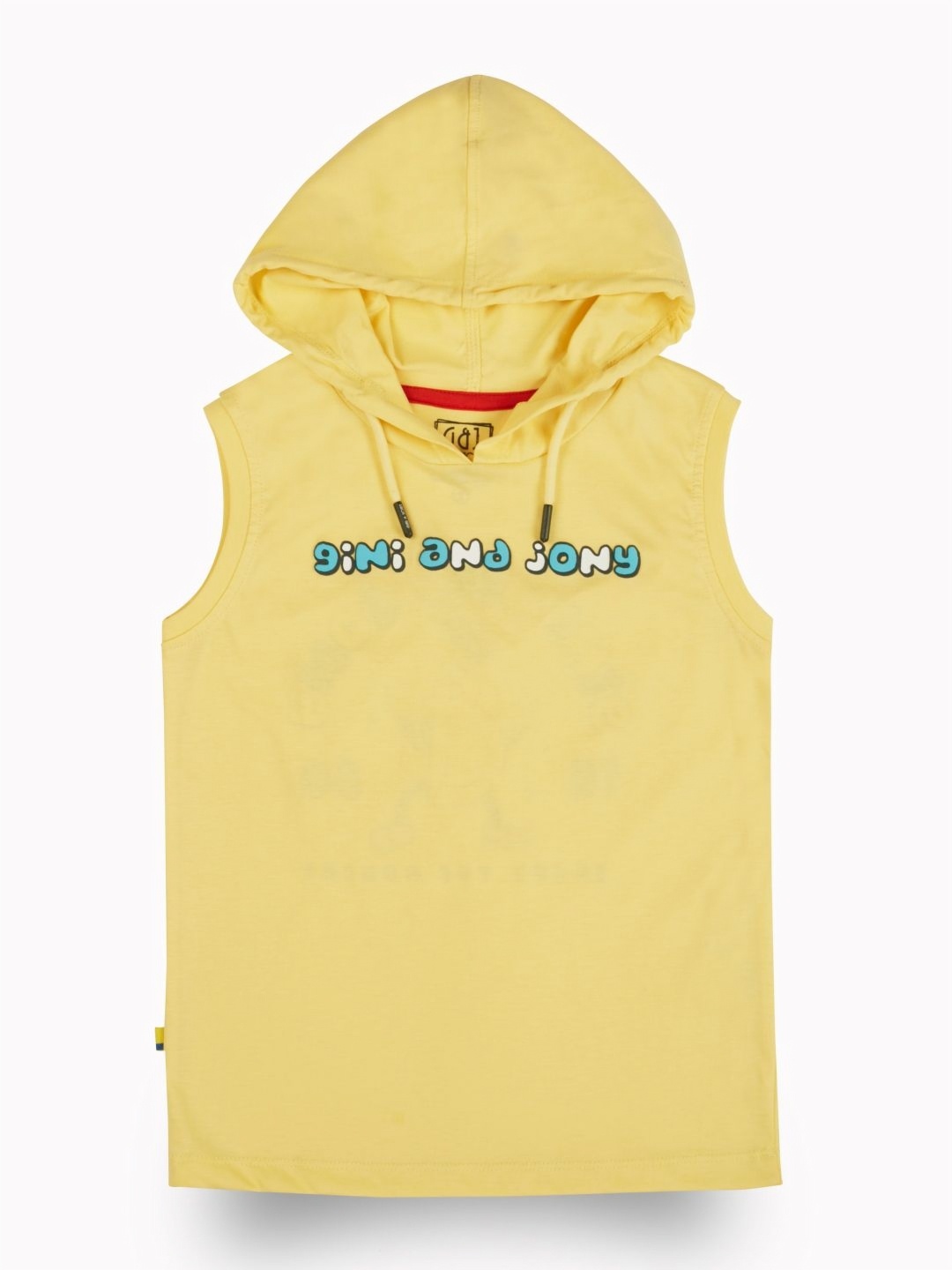 

Gini and Jony Boys Graphic Printed Hood Cotton T-shirt, Yellow