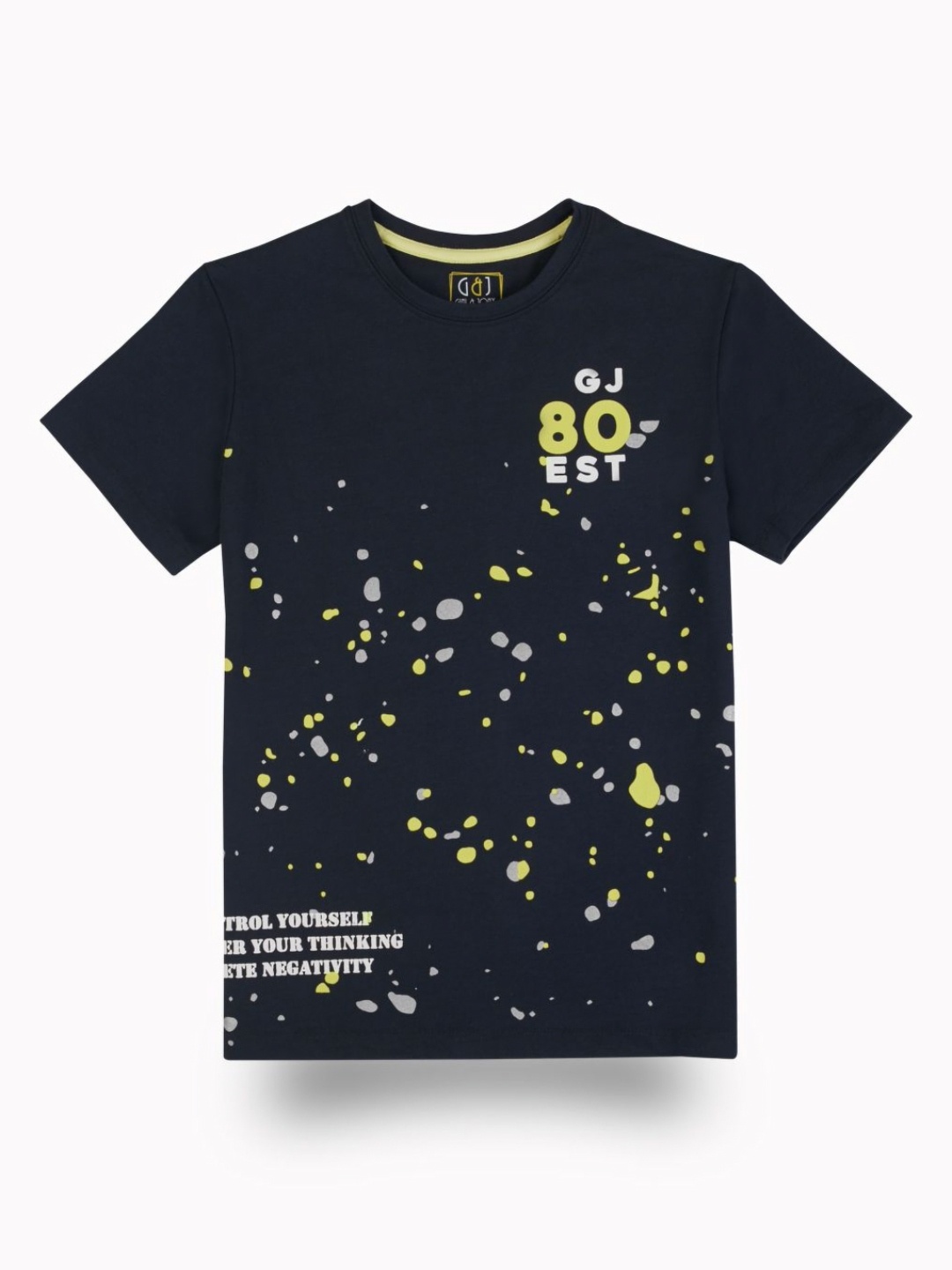 

Gini and Jony Boys Abstract Printed Round Neck Cotton T-shirt, Navy blue