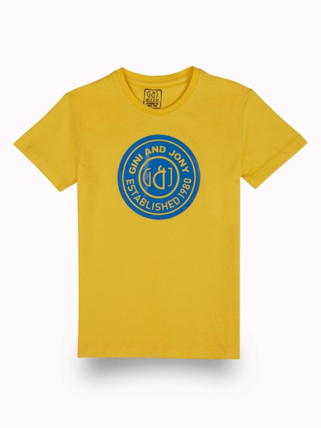 Gini and Jony Boys Typography Printed Round Neck Cotton T-shirt, Yellow
