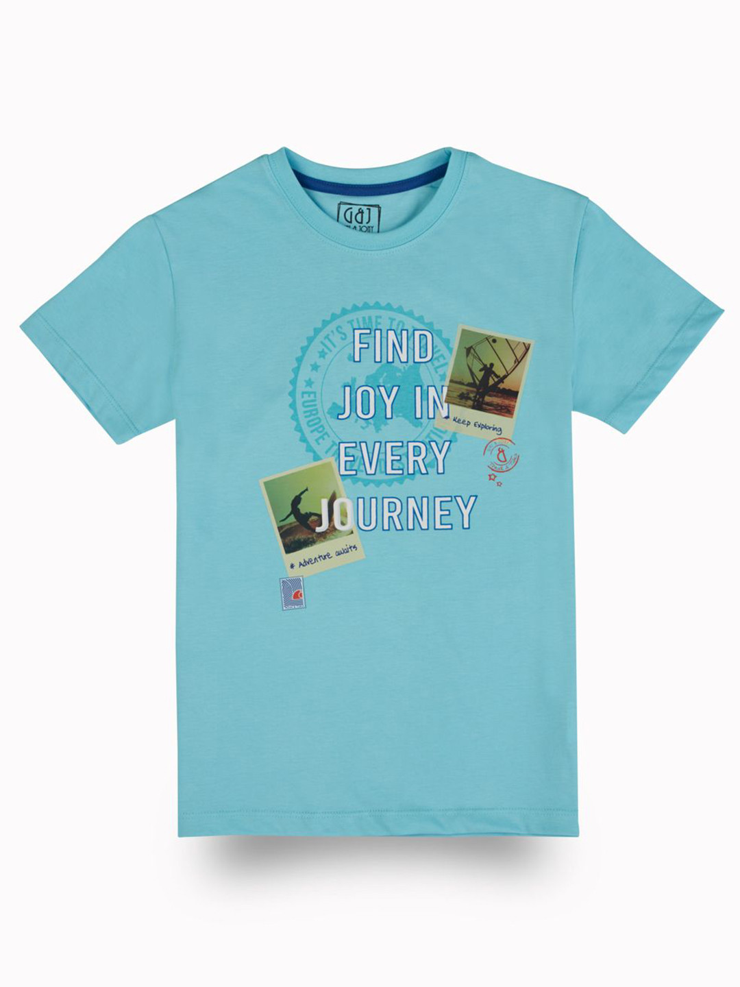 

Gini and Jony Boys Graphic Printed Round Neck Cotton T-shirt, Blue