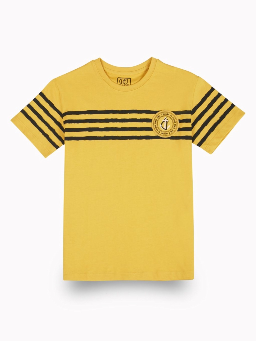 

Gini and Jony Boys Striped Round Neck Cotton T-shirt, Yellow