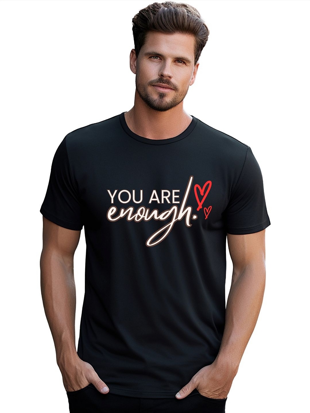 

BOWLIFESTYLE Men Typography Printed Round Neck Cotton T-shirt, Black