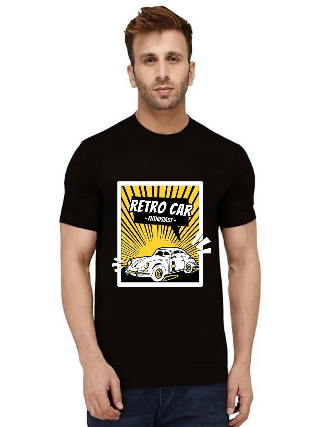 

BOWLIFESTYLE Men Graphic Printed Round Neck Cotton Slim Fit T-shirt, Black