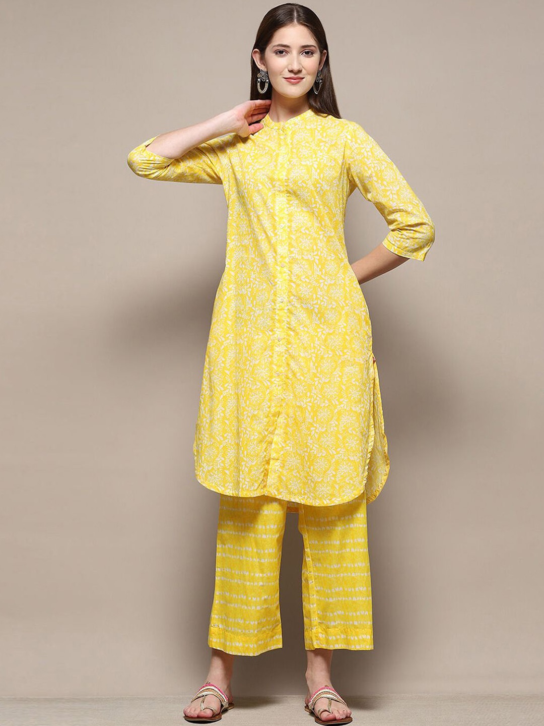 

Biba Women Printed Regular Pure Cotton Kurta with Palazzos, Yellow