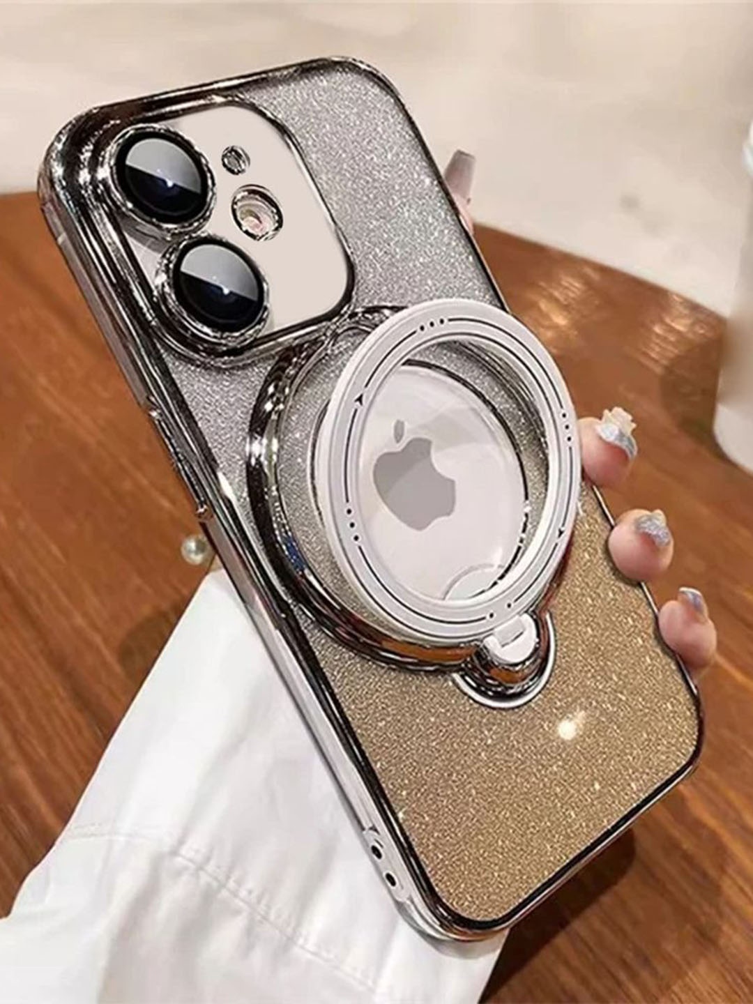 

Luxury Kase LK150 Glitter Magnetic Bracket Stand Mag-Safe iPhone 11 Back Case, Gold