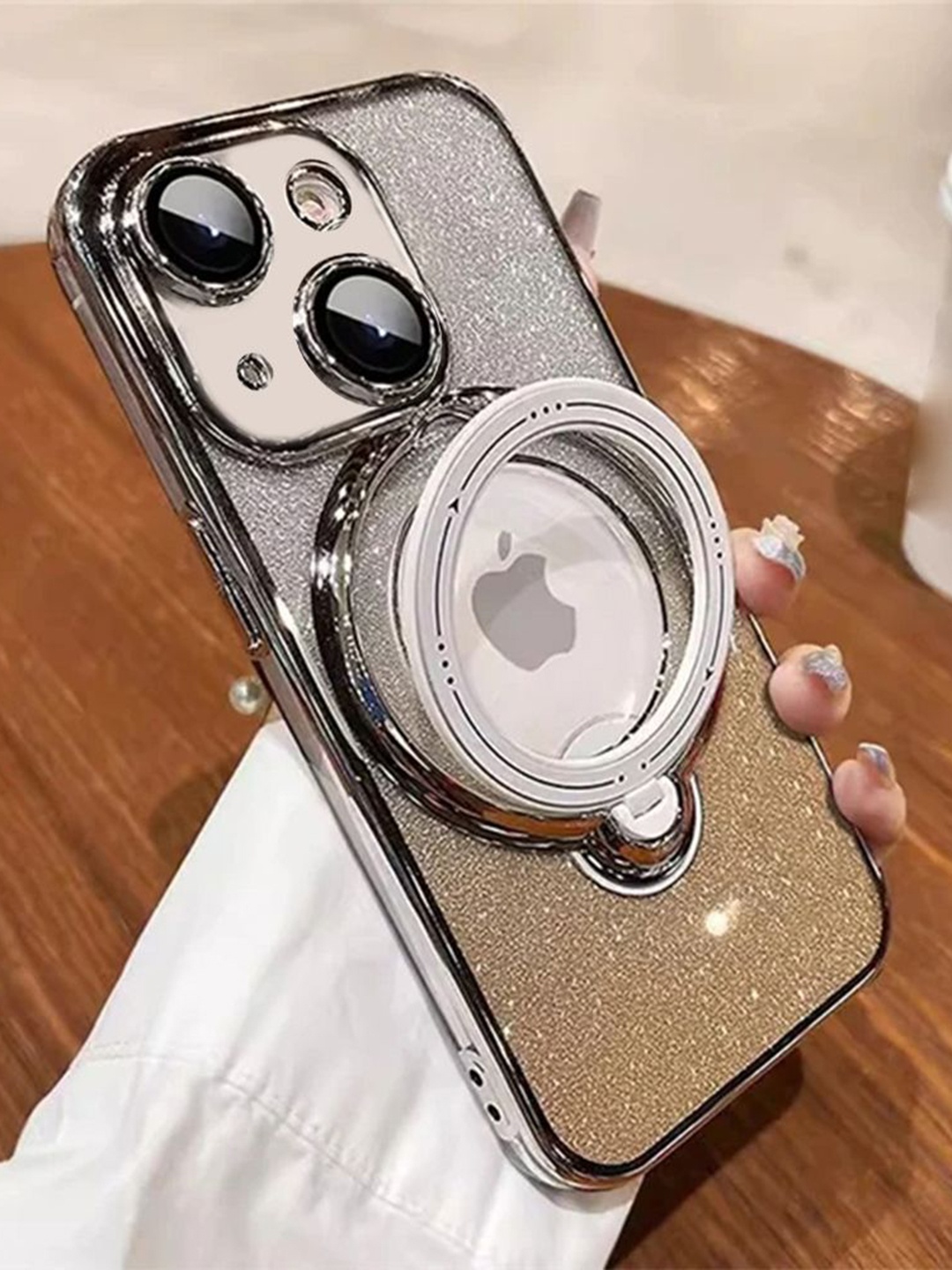 

Luxury Kase Solid Printed iPhone 14 Plus Back Case Mobile Accessories, Gold