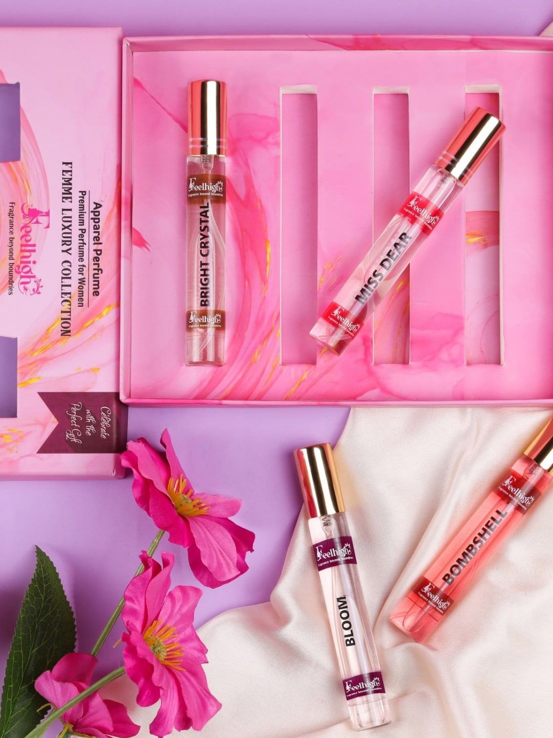 

FEELHIGH Set Of 4 Bright Crystal, Miss Dear, Bloom & Bombshell EDP - 20 ml Each, Transparent