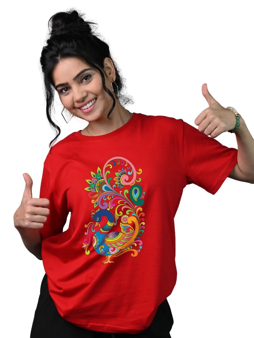 

Tedhi Medhi Family Women Graphic Printed Round Neck Cotton T-shirt, Red