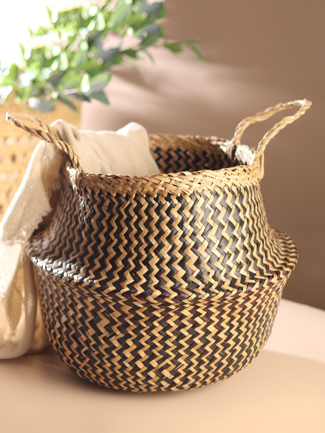 

HABERE INDIA Black Self Design Bamboo Reusable Multi-Utility Organiser