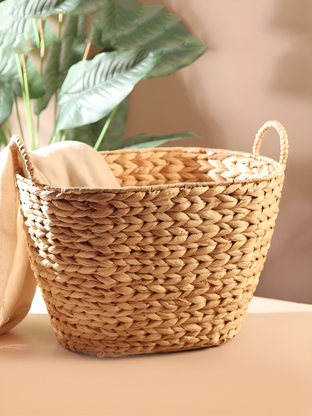 

HABERE INDIA Beige Self Design Bamboo Reusable Multi-Utility Organiser