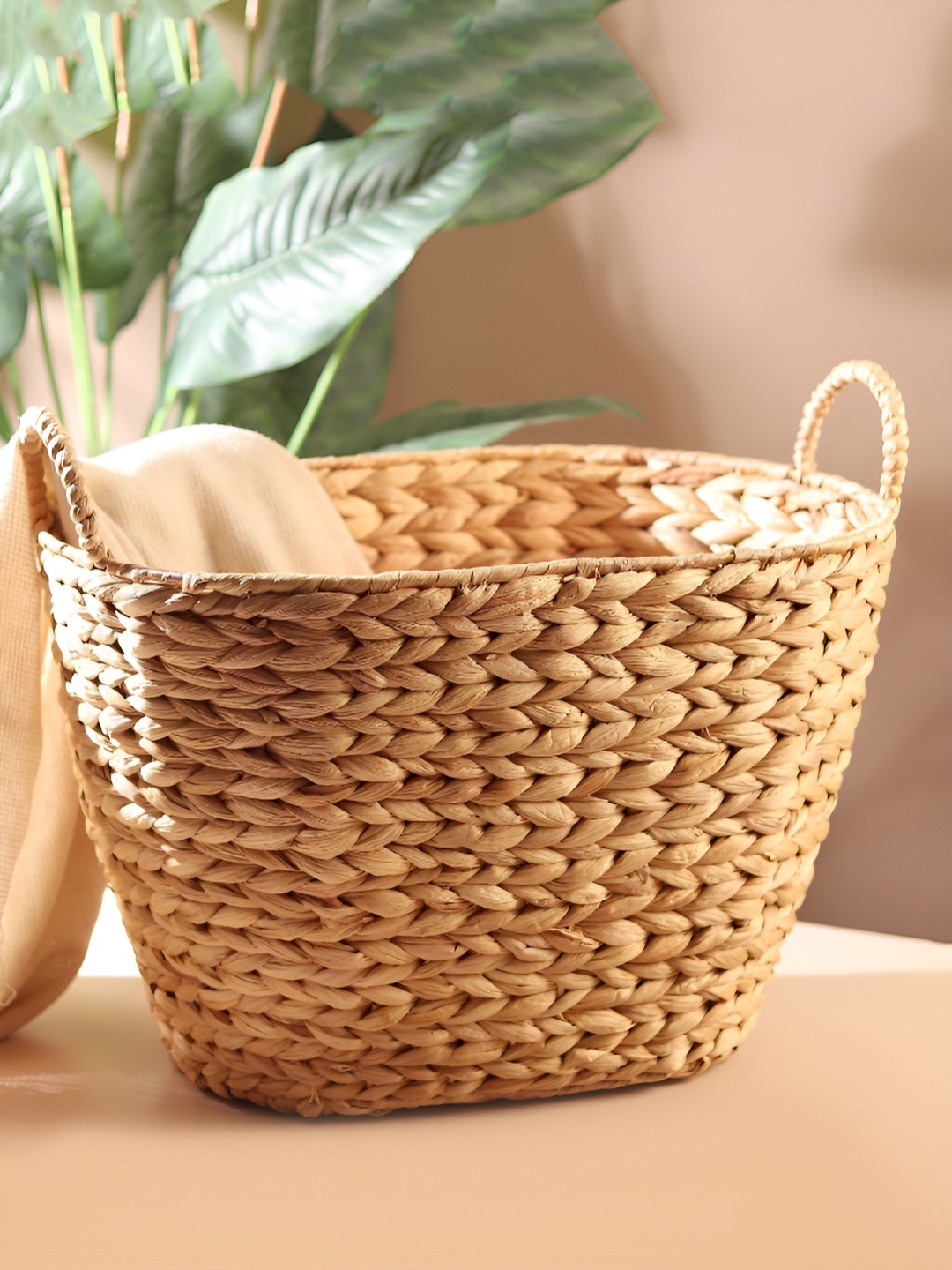 

HABERE INDIA Beige Self Design Reusable Multi-Utility Toys Basket