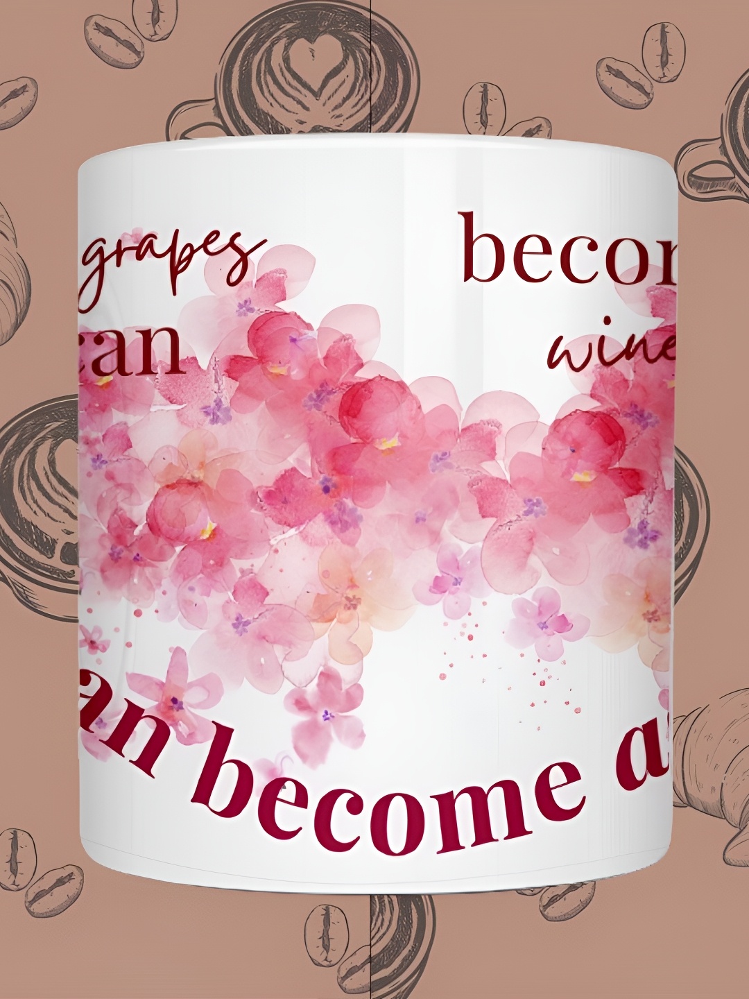 

JAVA IMPRESSIONS White and Pink Floral Printed Ceramic Mug 200 ml