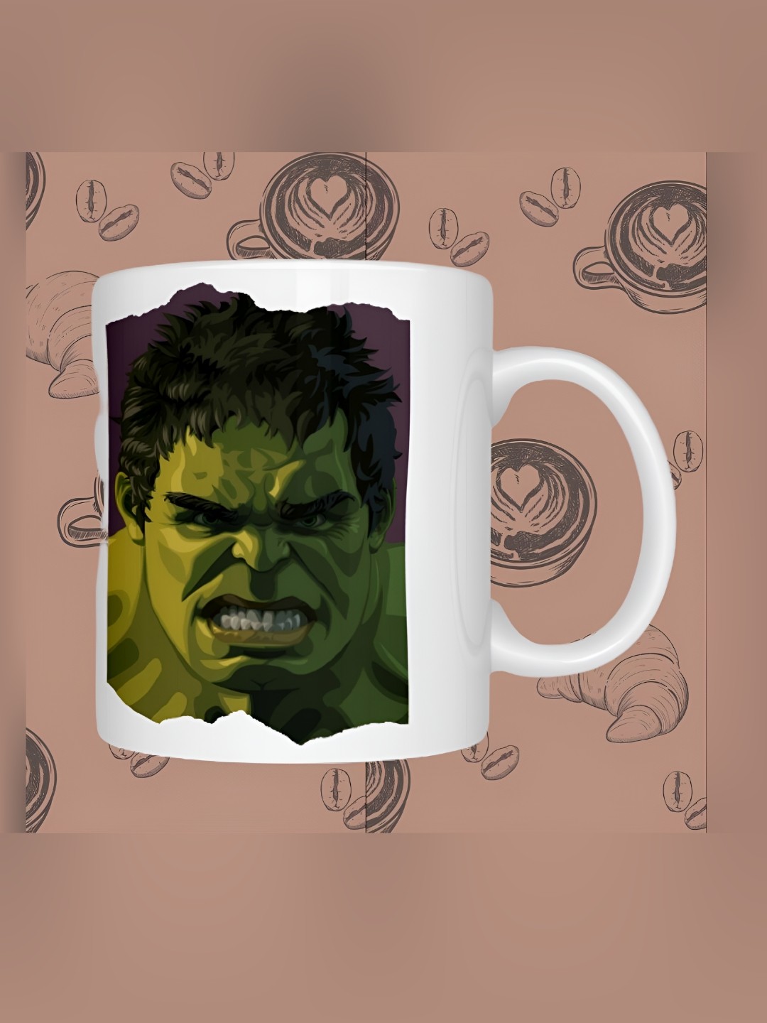

JAVA IMPRESSIONS White & Green Graphic Printed Ceramic Matte Mugs 200 ml