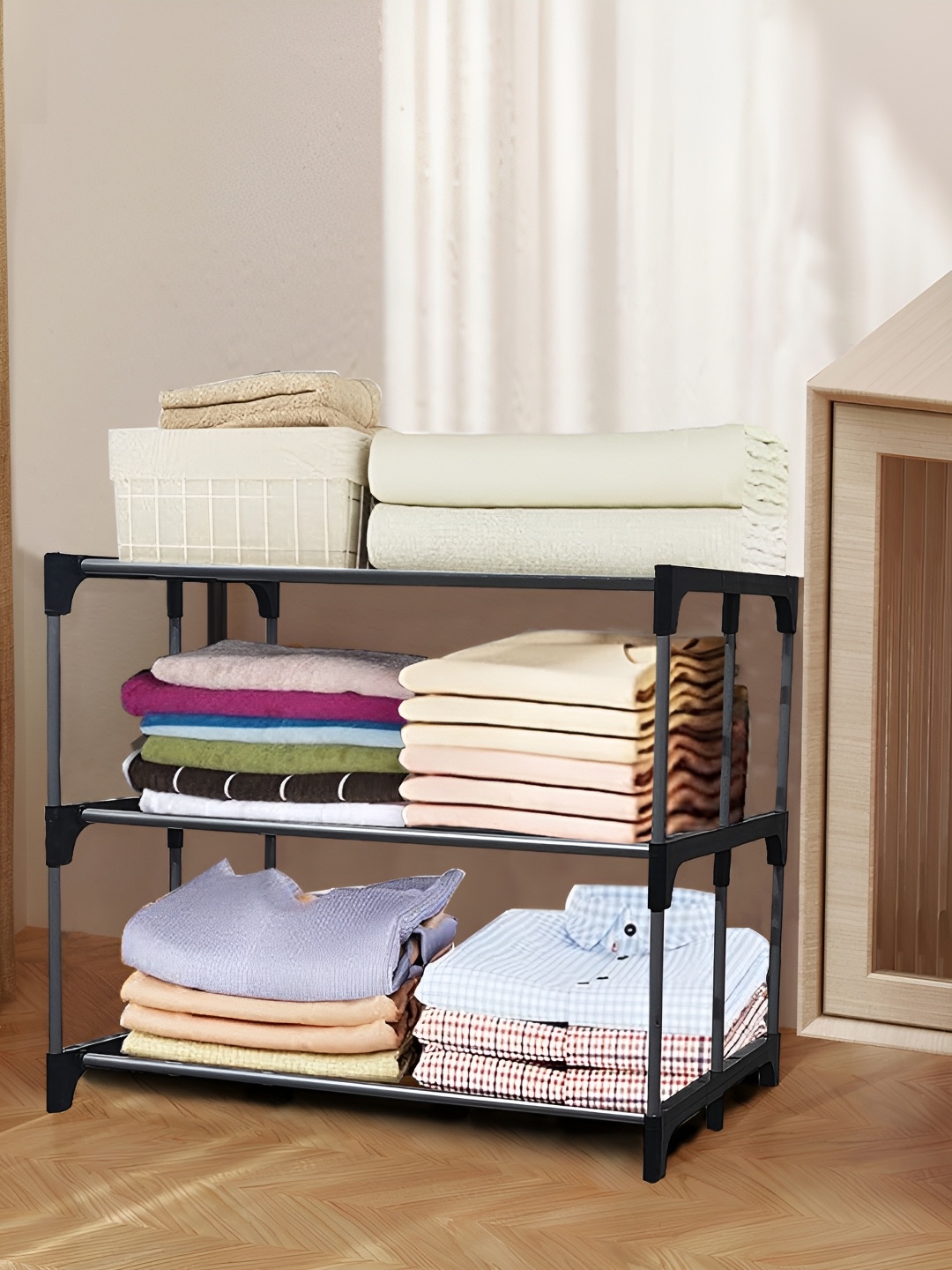 

Urban Choice Black 3 Tier Collapsible Shelf Rack