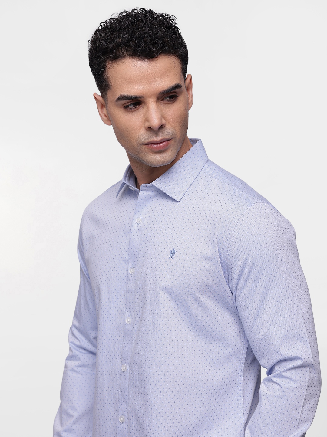 

French Connection Printed Pure Cotton Slim Fit Casual Shirt, Blue