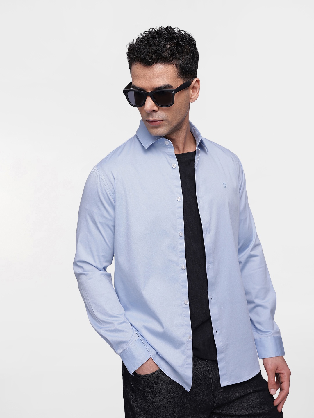 

French Connection Pure Cotton Slim Fit Casual Shirt, Blue
