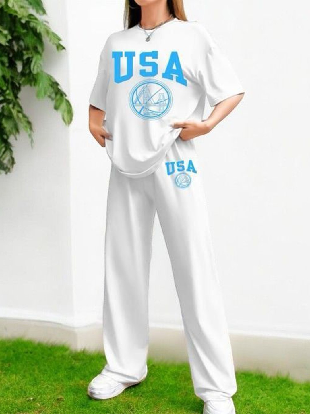 

My Swag Typography Printed Round Neck T-Shirt With Trouser, Blue