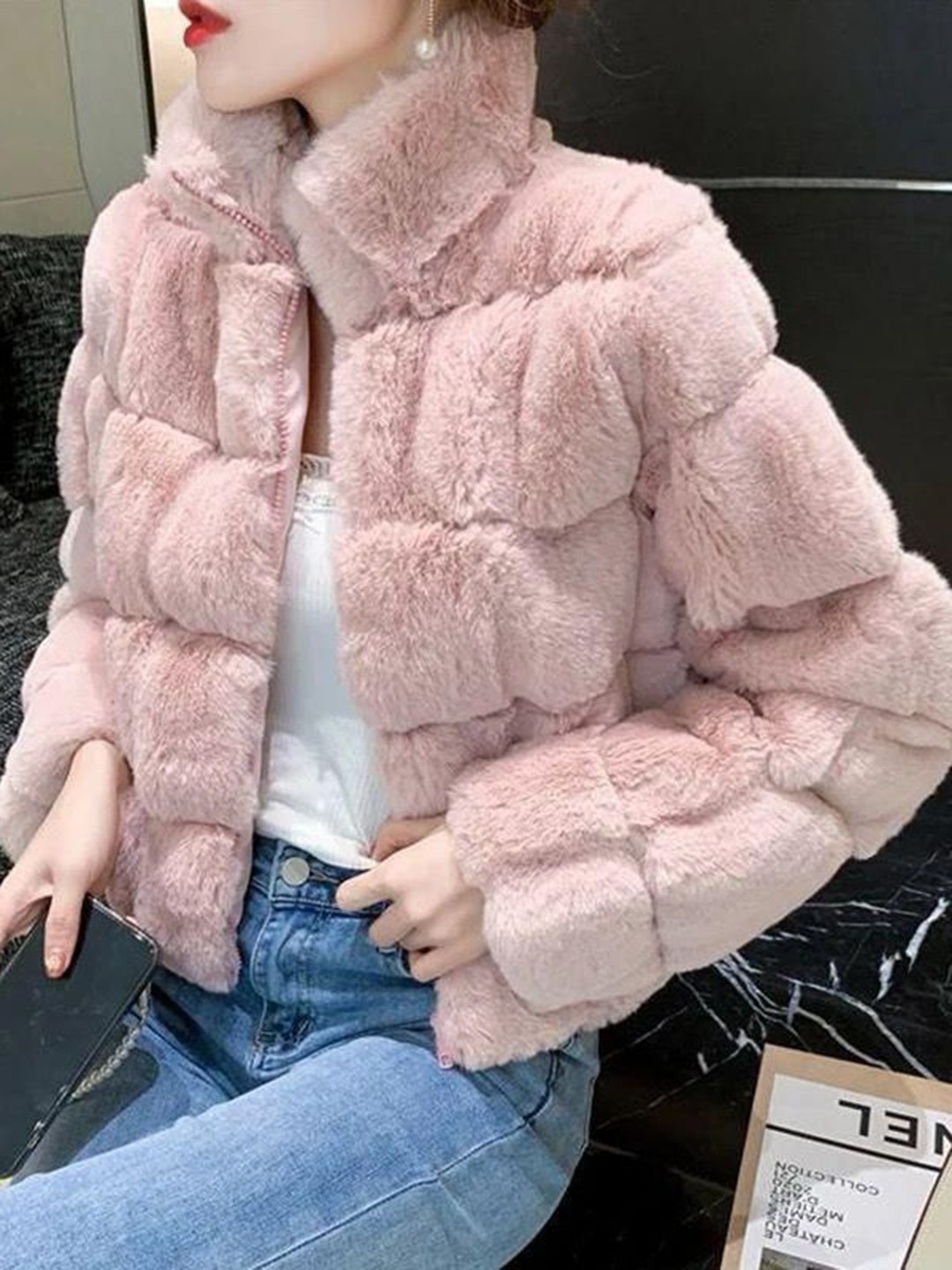 

Alamode By Akanksha Women Relena Faux Fur Puffer Jacket, Pink