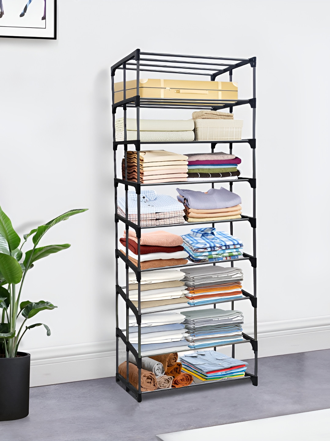 

Rmerchants Black 9-Layer Metal Collapsible Wardrobe Rack