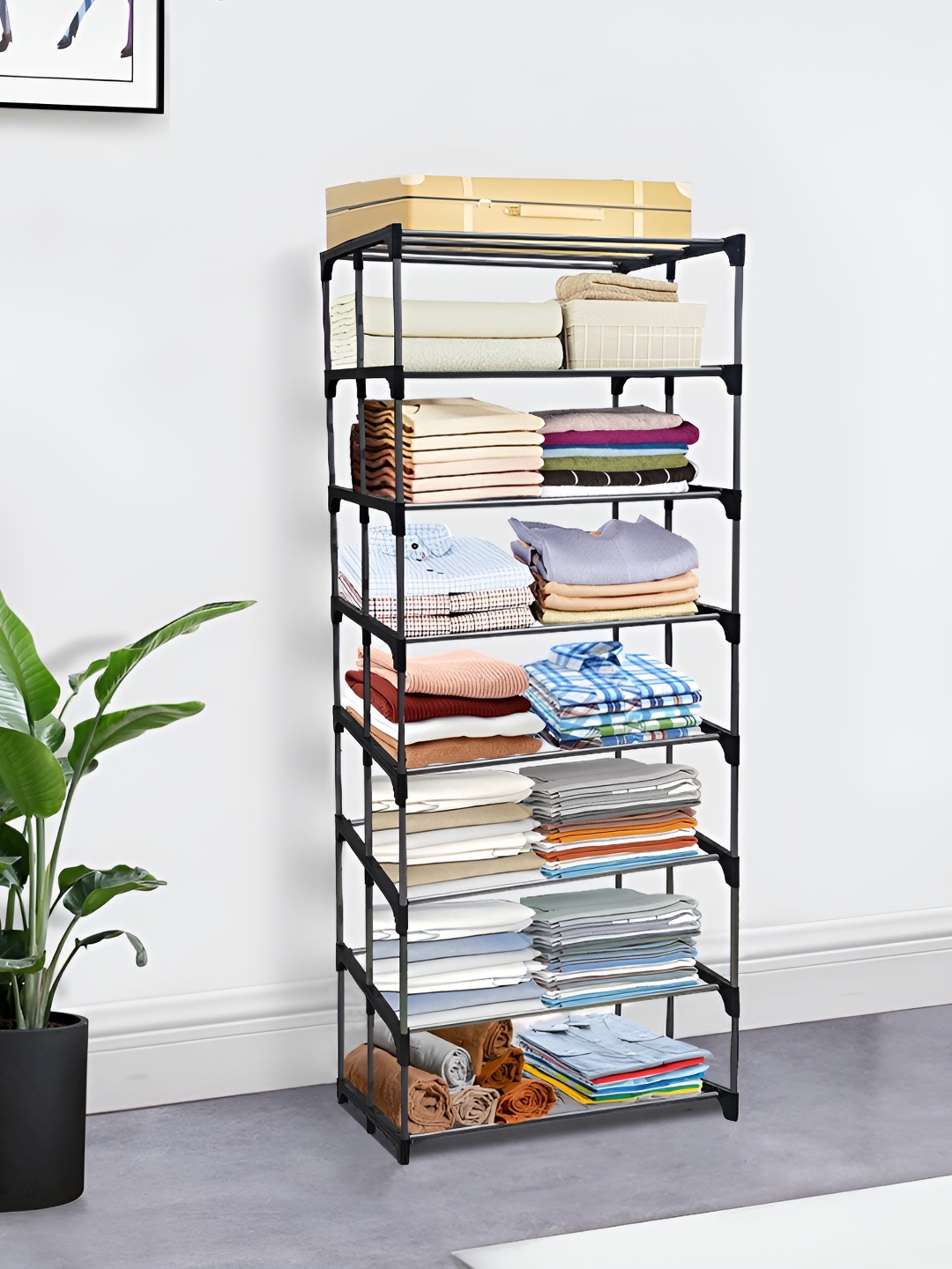 

Rmerchants Black 8-Layer Metal Collapsible Wardrobe Rack