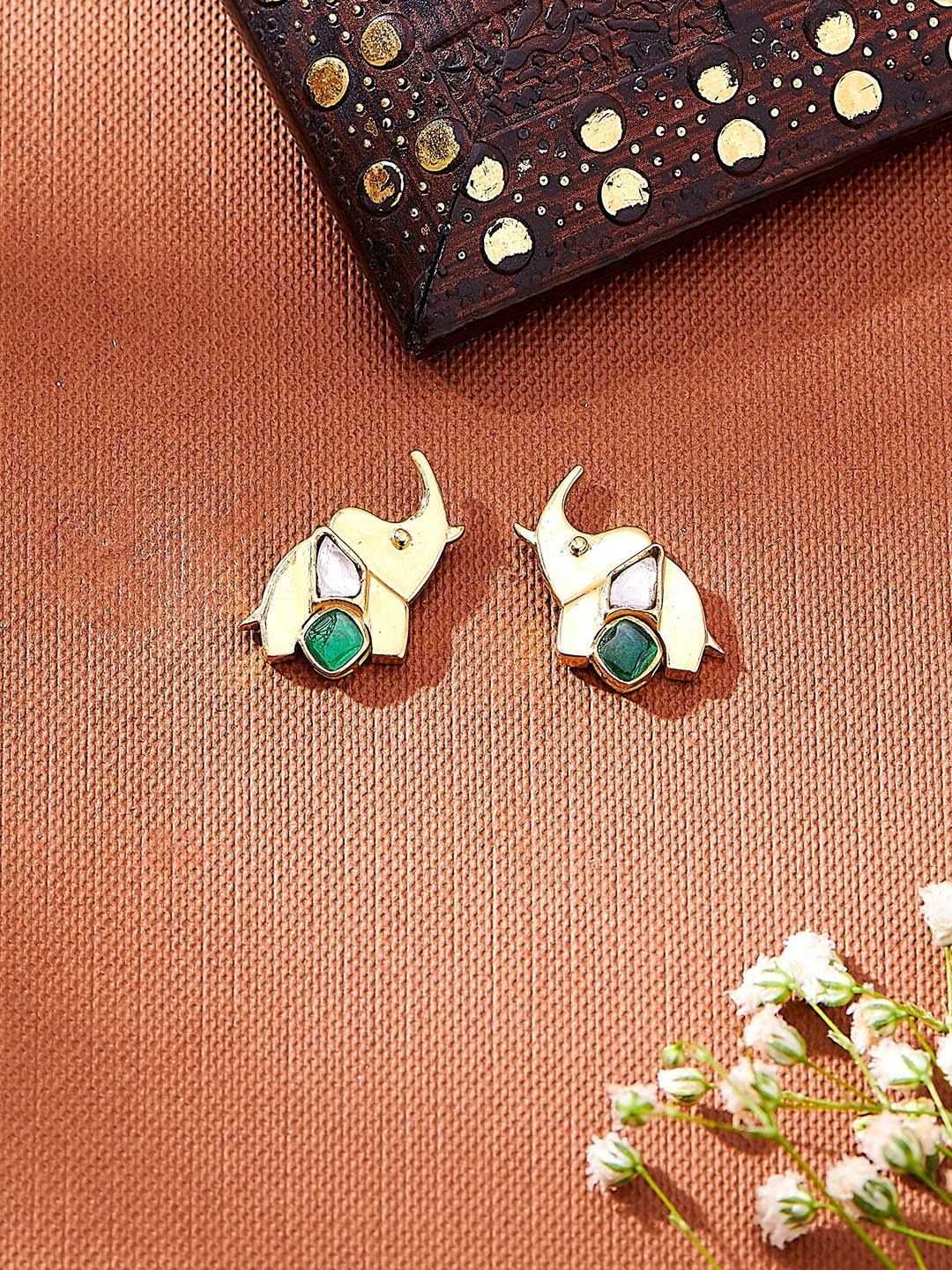 

Nipura 925 Sterling Silver Gold-Plated Cubic Zirconia Studded Animal Shaped Studs