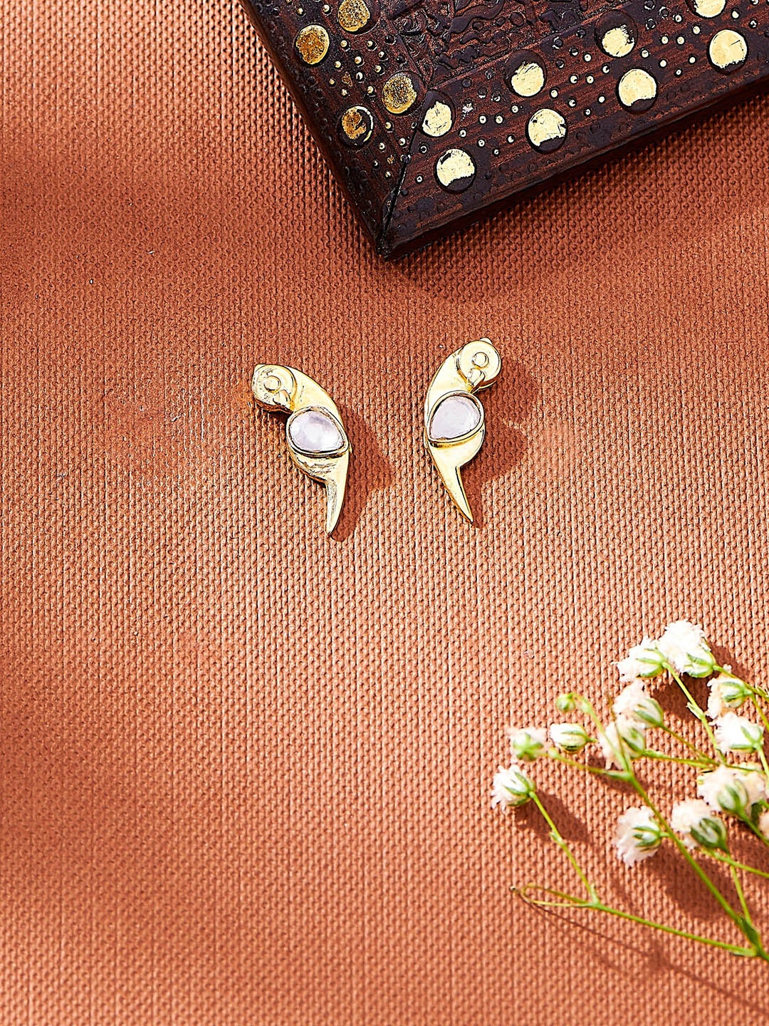 

Nipura 925 Sterling Silver Gold-Plated Cubic Zirconia Peacock Shaped Studs