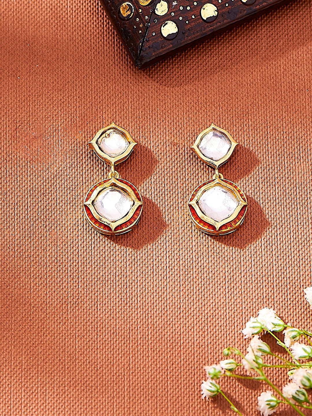 

Nipura 925 Sterling Silver Cubic Zirconia Circular Shaped Drop Earrings, Gold