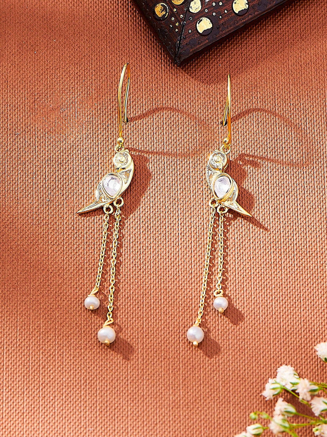 

Nipura 925 Sterling Silver Yonina Peacock Shaped Gold-Plated Drop Earrings