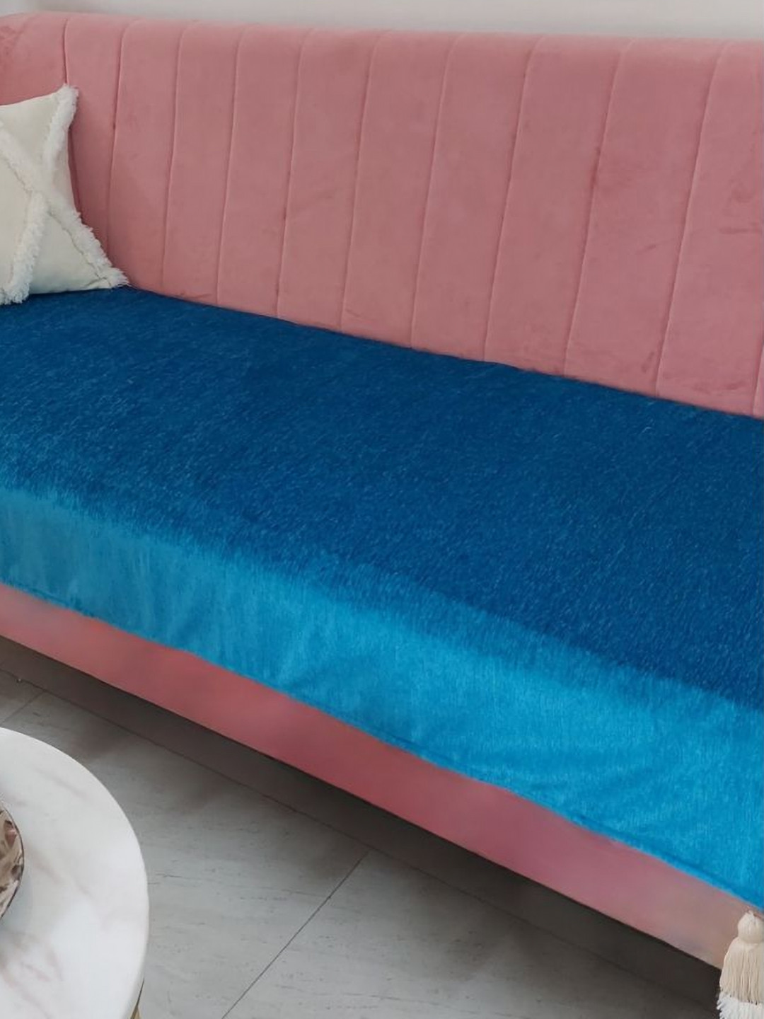 

THROWPILLOW Teal & White 3-Seater Sofa Cover