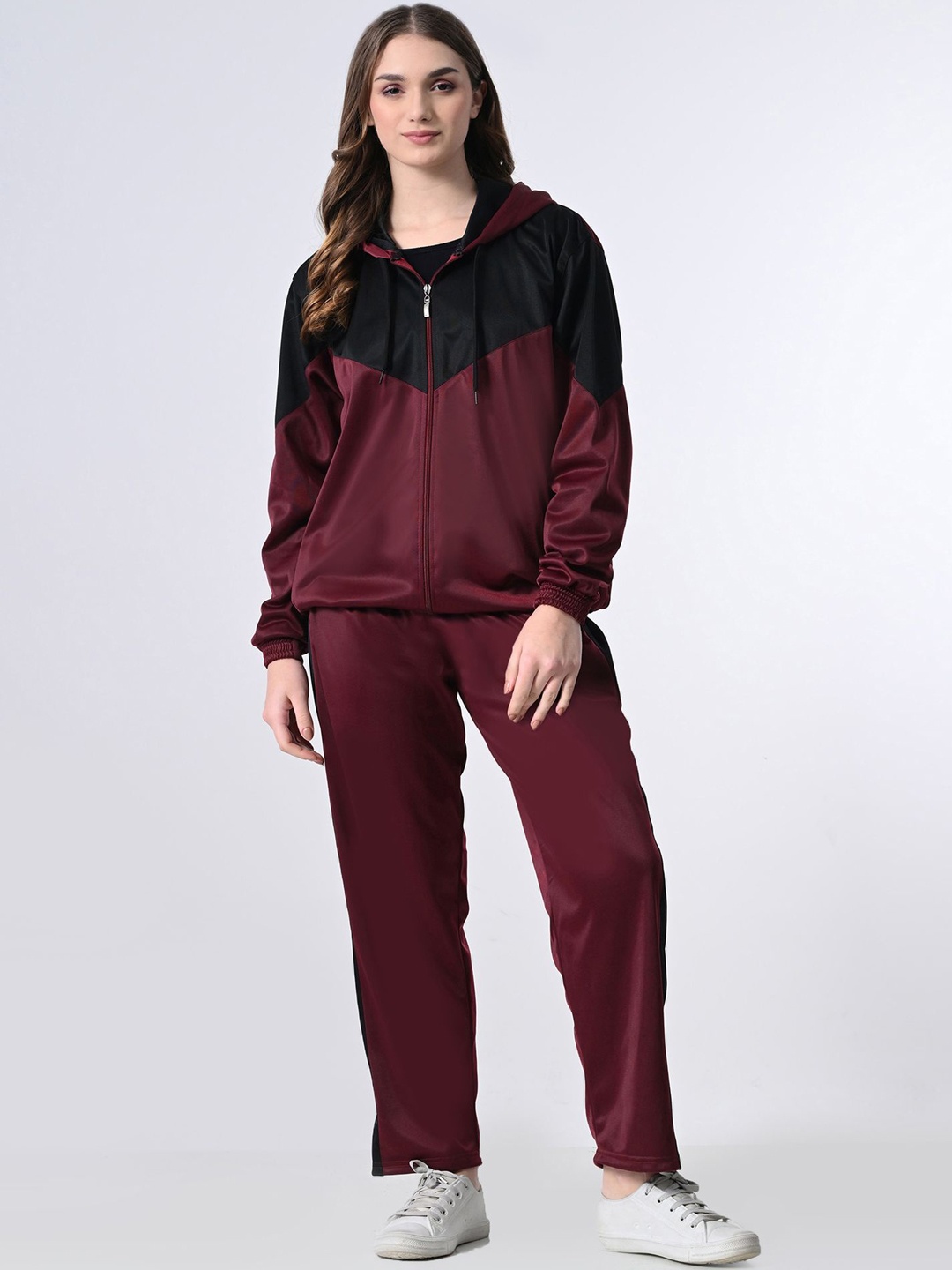 

BAESD Colour-Blocked High-Rise Hoodie Tracksuits, Maroon