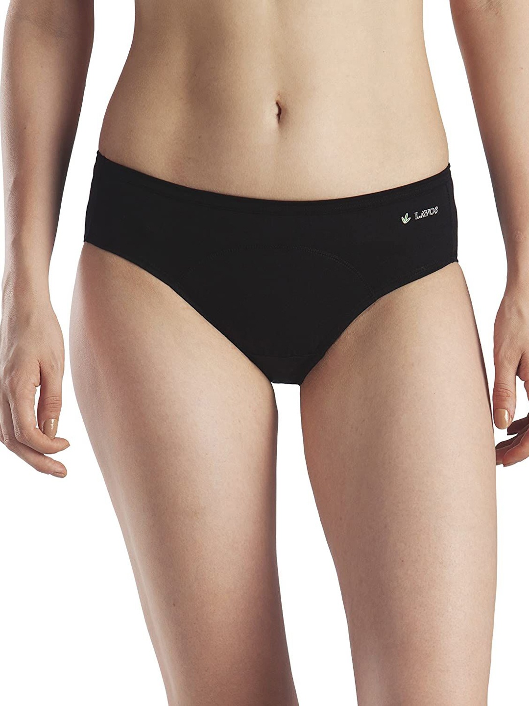 

LAVOS Women Mid-Rise Cotton Period Brief, Black