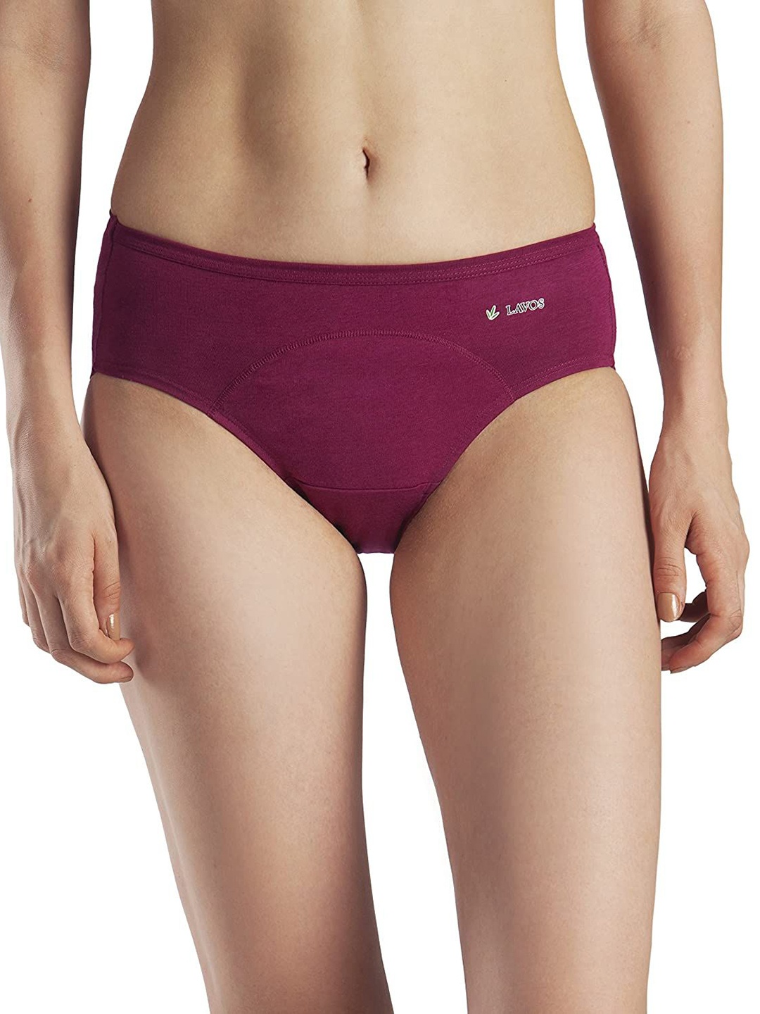 

LAVOS Mid-Rise Leak Proof & Cotton Reusable Period Briefs LAVOS1005PLUM-S, Maroon
