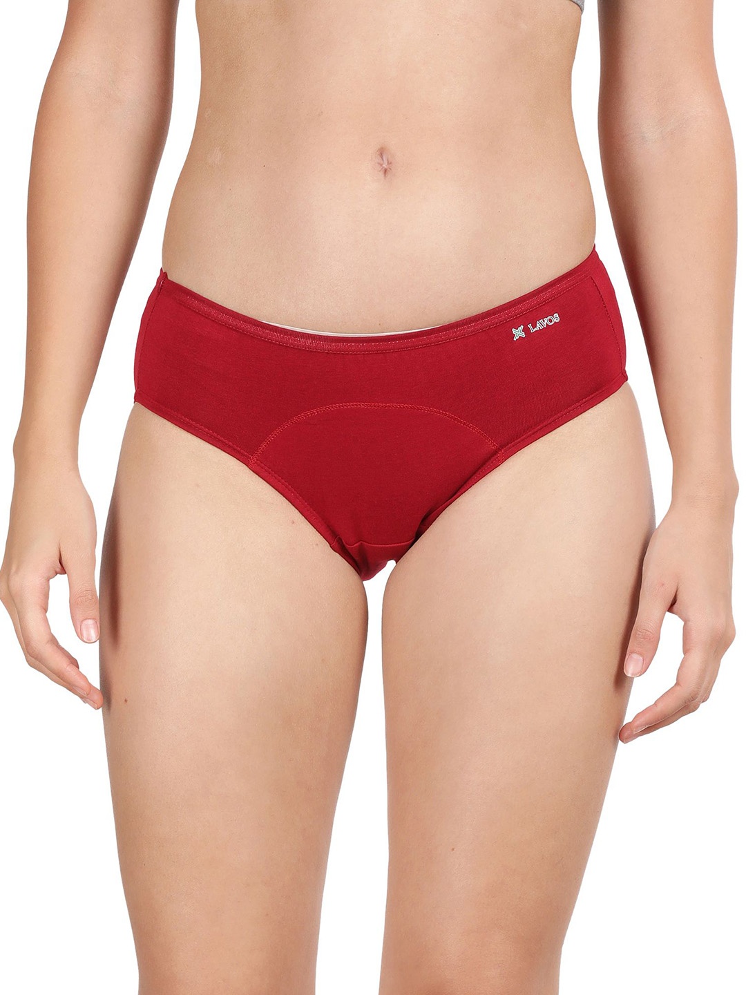 

LAVOS Mid-Rise Leak Proof & Cotton Reusable Period Brief LAVOS1005DARKRED-S, Red