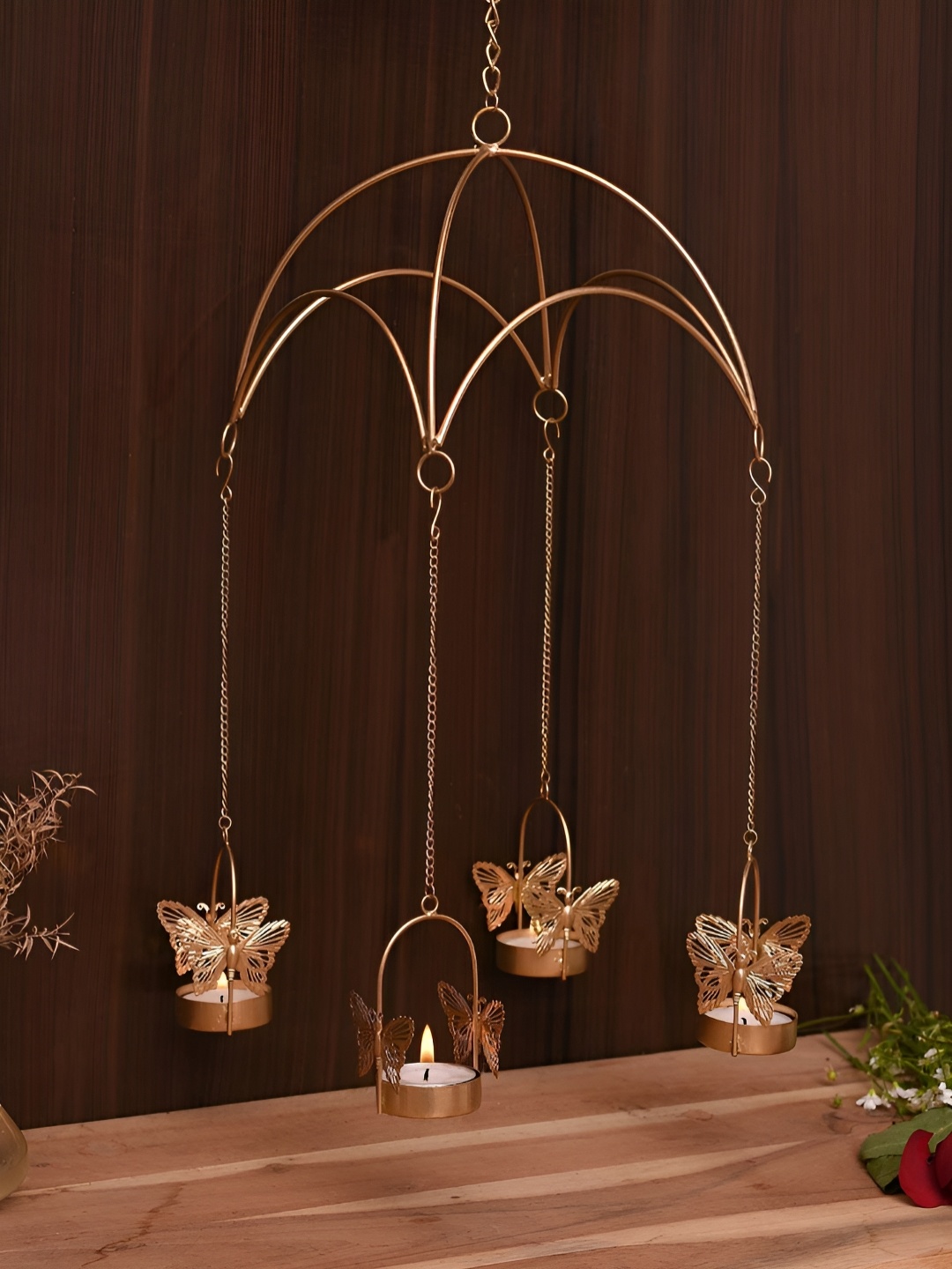 

eCraftVatika Gold Toned Metal Wall Hanging Tealight Candle Holder