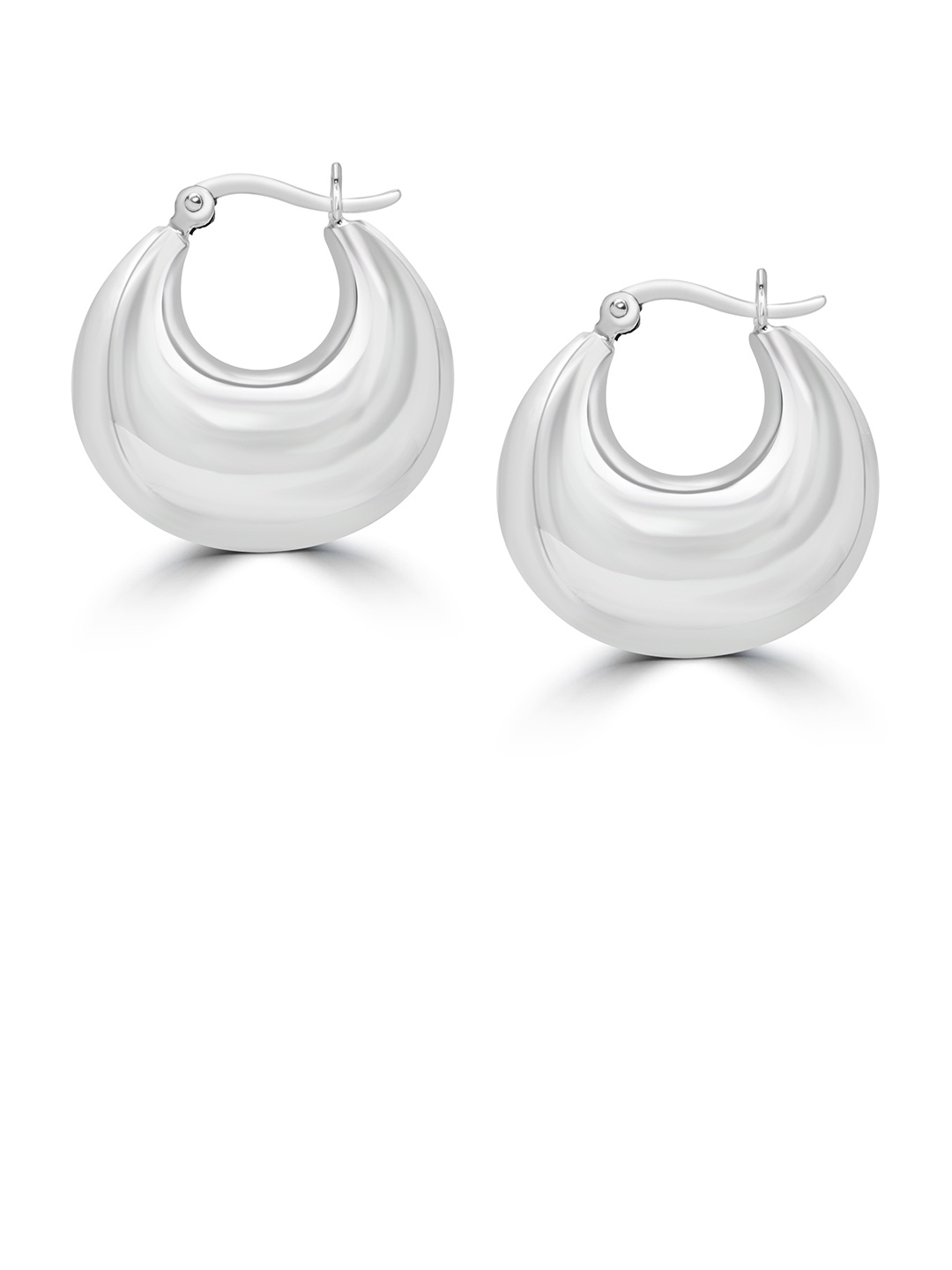 

925 SILLER Rhodium-Plated Contemporary Hoop Earrings, Silver