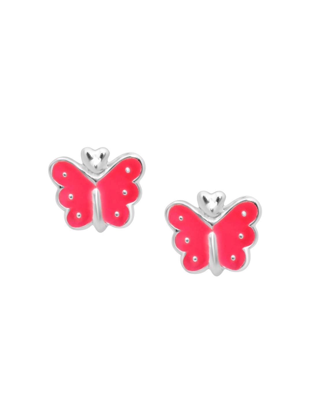 

925 SILLER Rhodium-Plated Charming Contemporary Studs, Pink