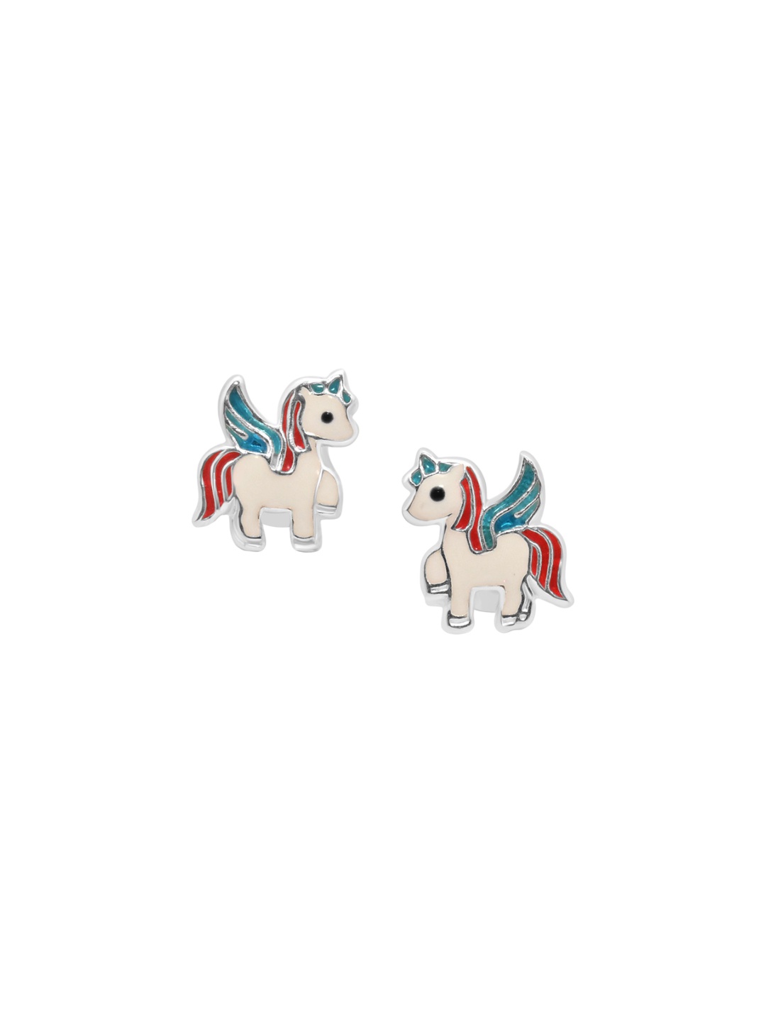 

925 SILLER Kids Girls 925 Pure Silver Unicorn Inspired Stud Earrings, White