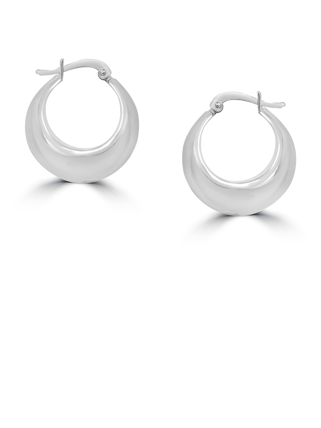 

925 SILLER Rhodium-Plated Contemporary Hoop Earrings, Silver