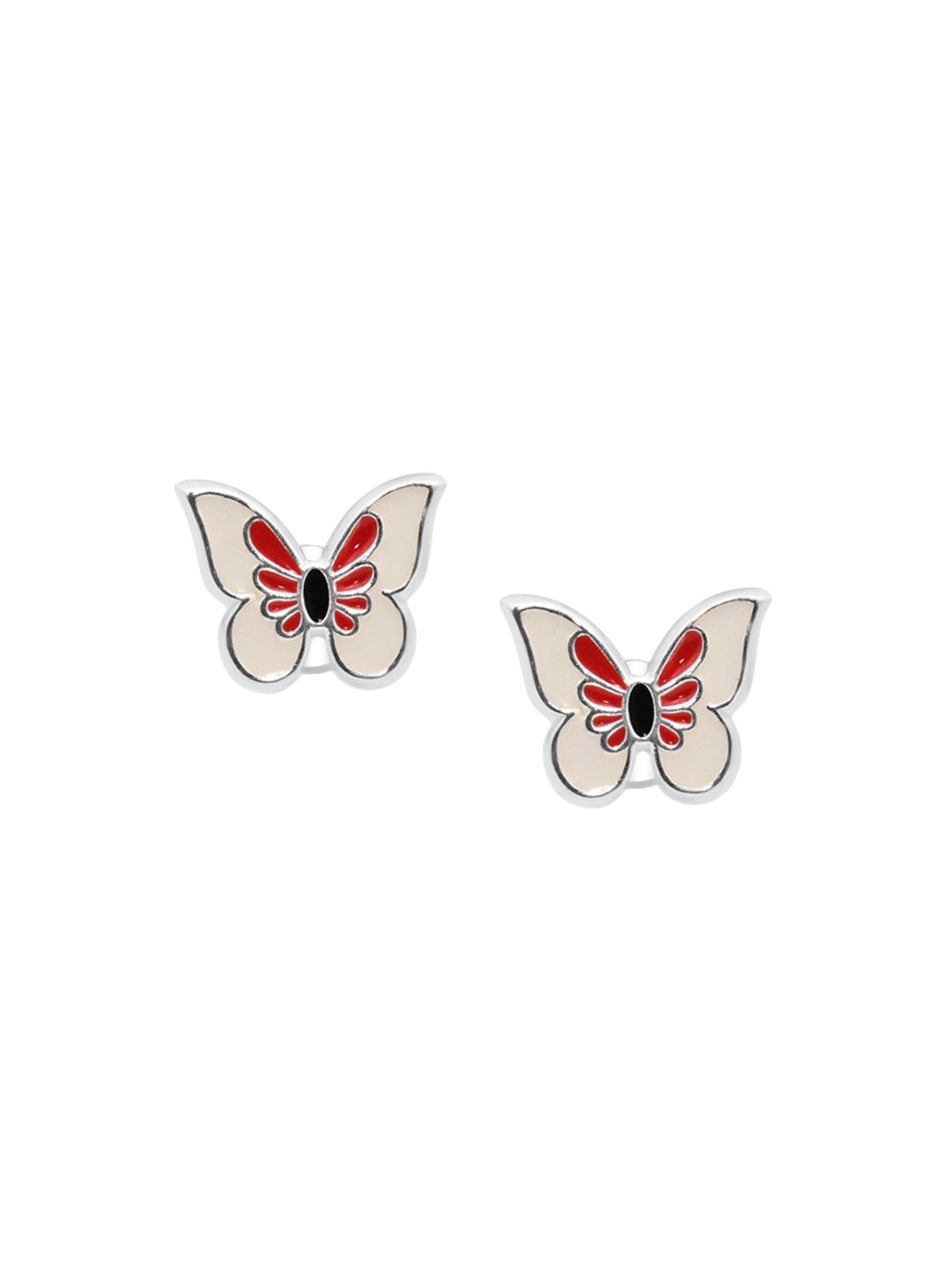 

925 SILLER Kids Girls 925 Pure Silver Butterfly Inspired Stud Earrings, White