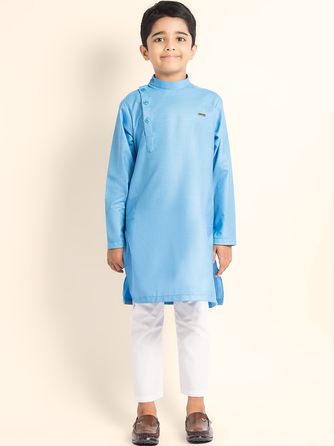 

DEVOILER Boys Band Collar Straight Kurta, Blue