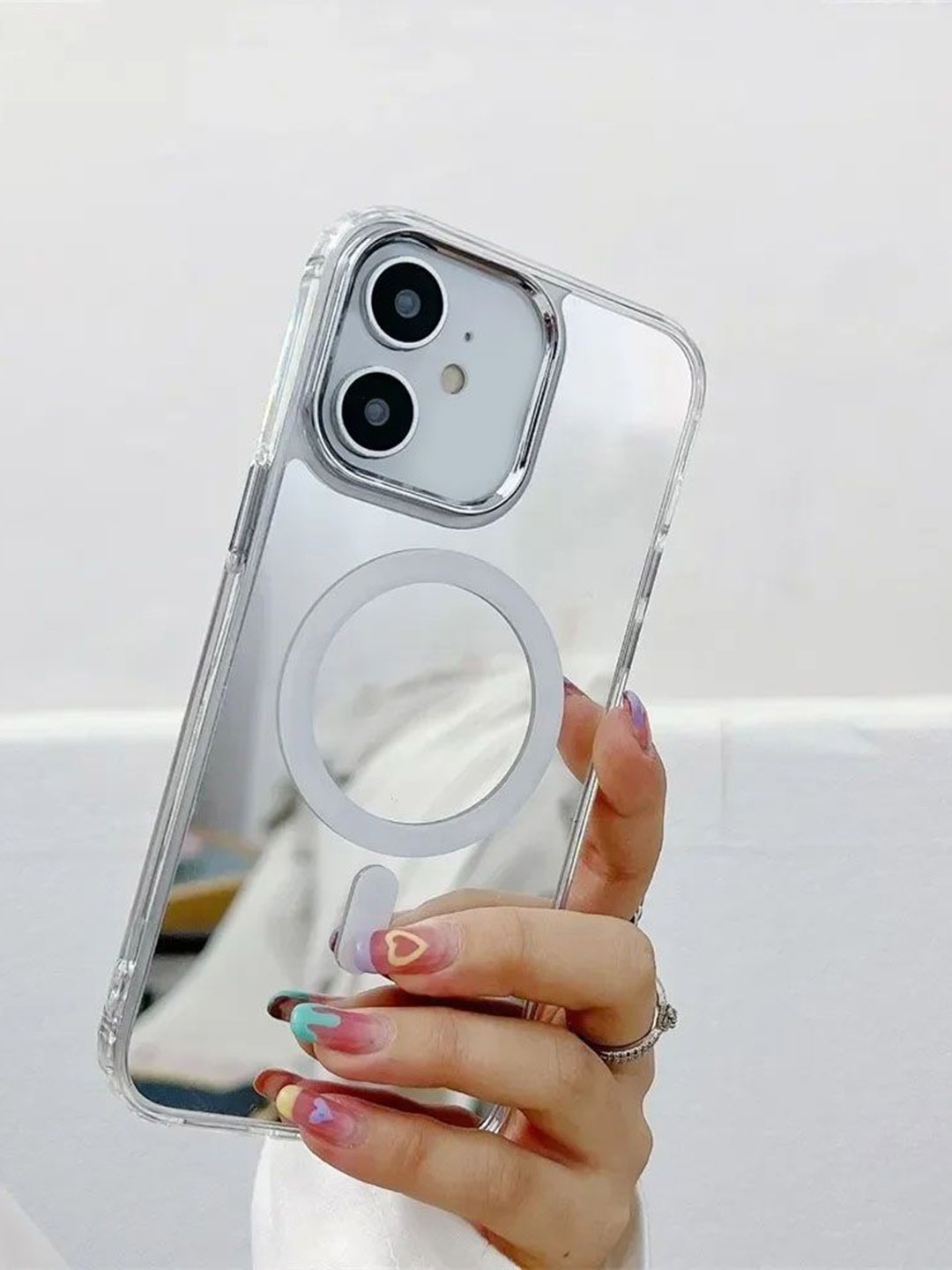 

Luxury Kase LK137 Makeup Mirror Magnetic Mag-Safe iPhone 12 Back Case, Silver