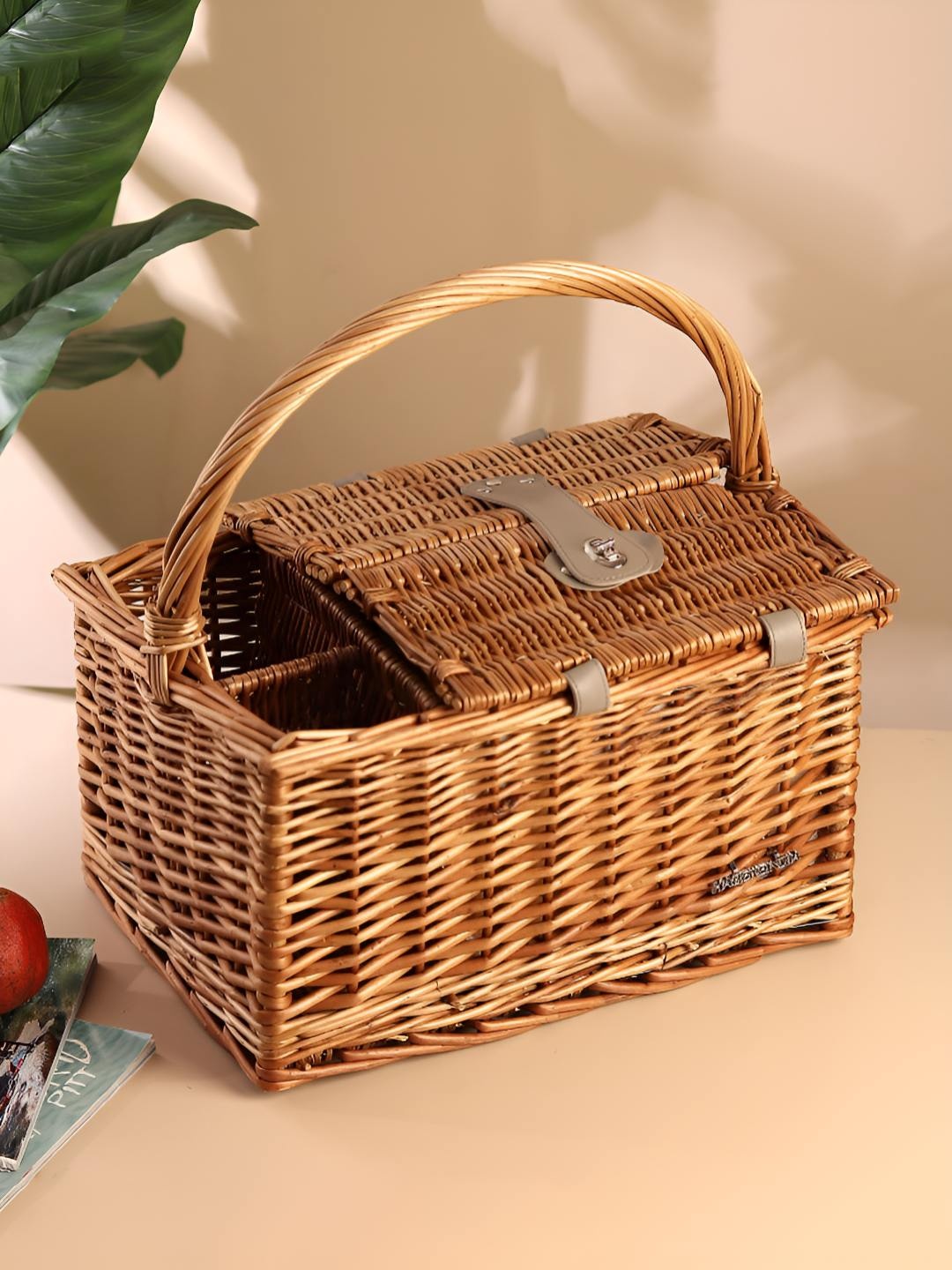 

HABERE INDIA Brown Textured Bamboo Multi-Utility Organiser