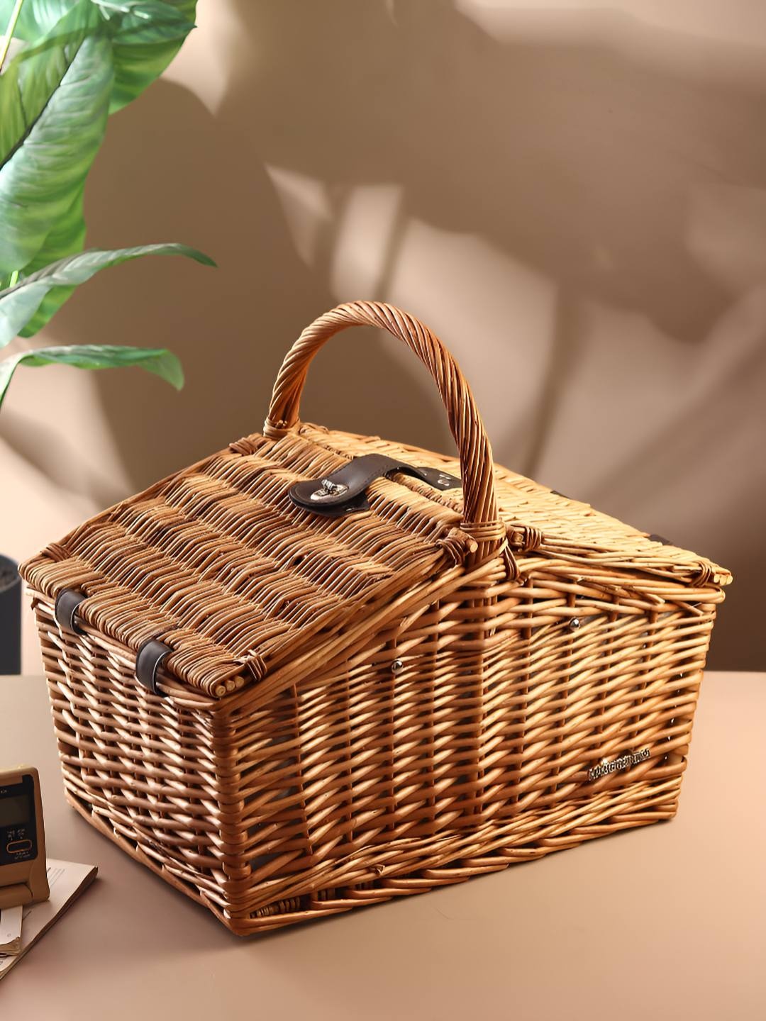 

HABERE INDIA Brown Textured Bamboo Reusable Multi-Utility Organiser