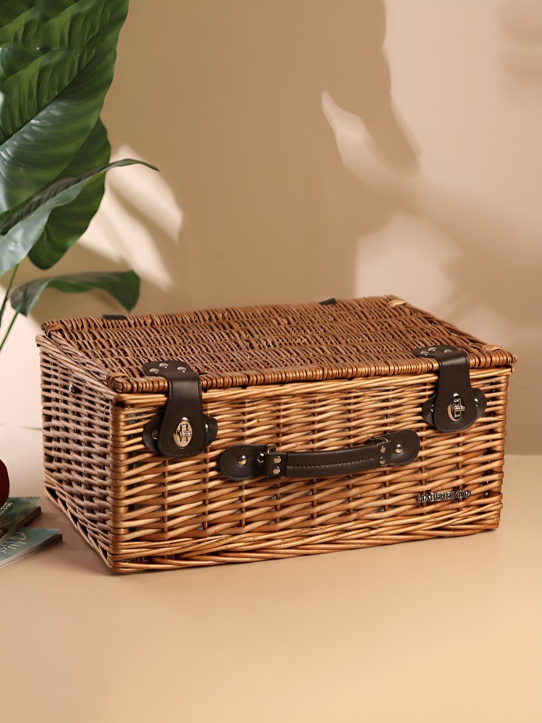 

HABERE INDIA Brown & Black Textured Bamboo Reusable Multi-Utility Organiser
